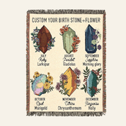 Personalized Birth Flower Birthstone Scripture Baby Woven Blanket