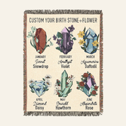 Personalized Birth Flower Birthstone Scripture Baby Woven Blanket