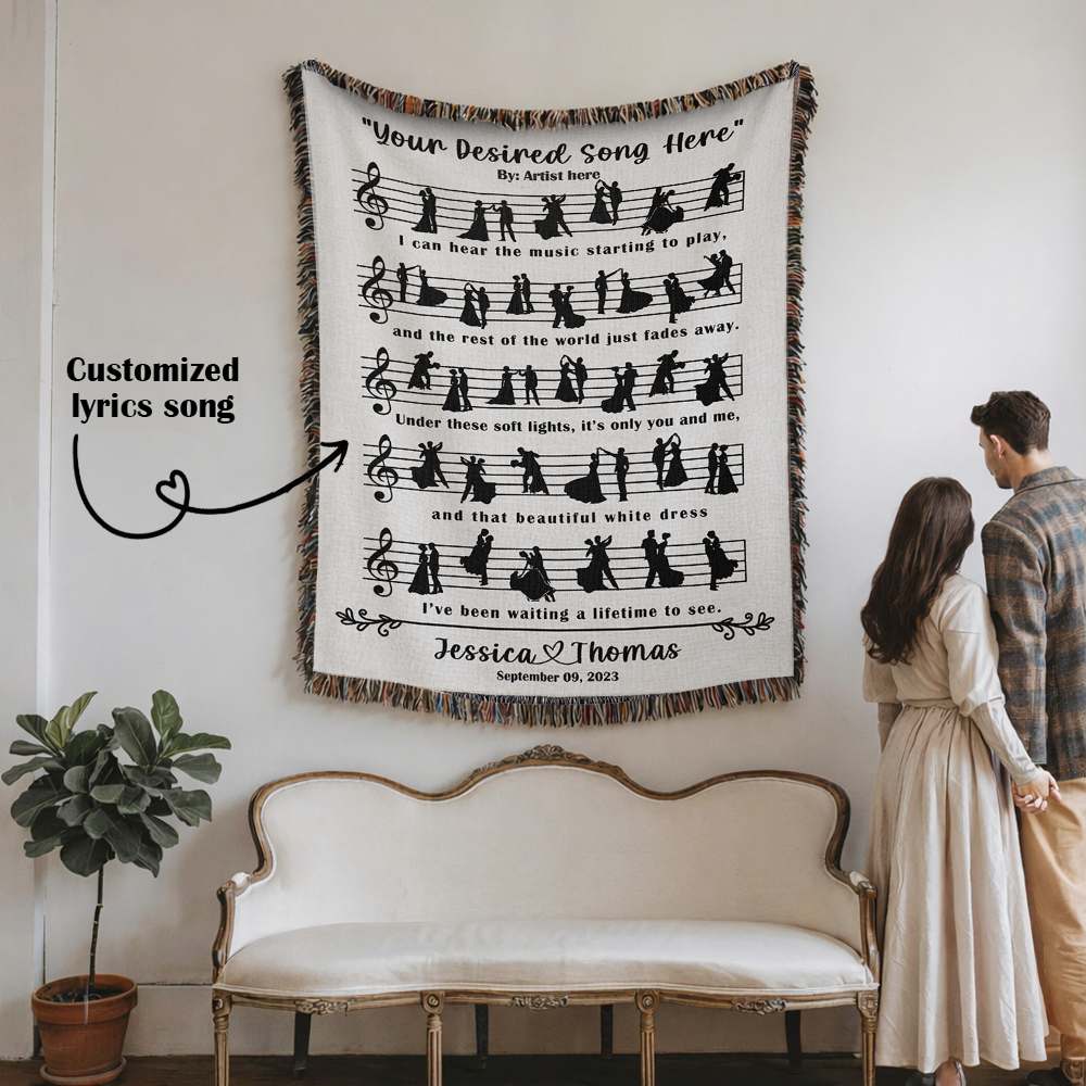 Personalized Couple Song Lyric Woven Blanket