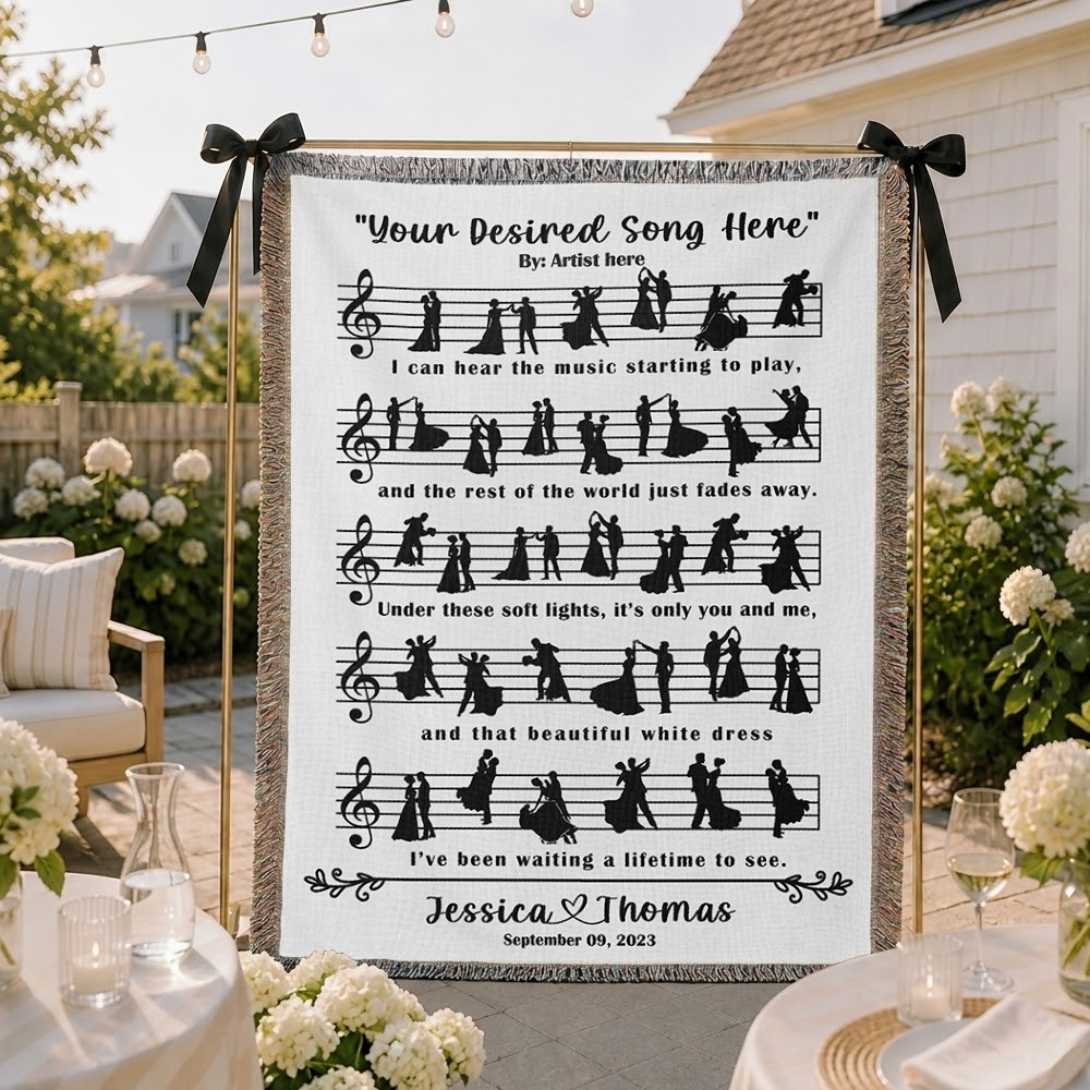 Personalized Couple Song Lyric Woven Blanket