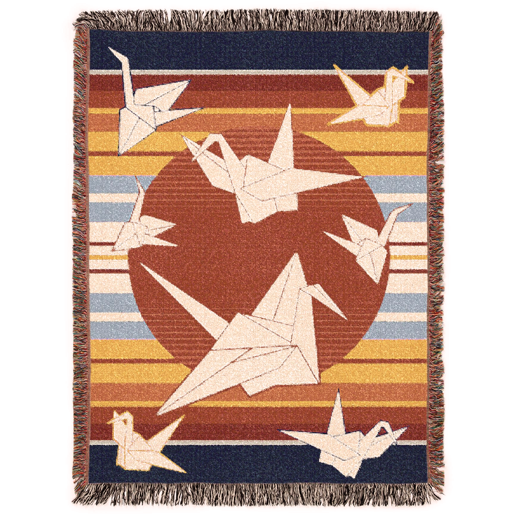The Healing Crane Woven Blanket
