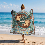 Personalized Otter Love Couple Woven Blanket