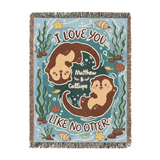 Personalized Otter Love Couple Woven Blanket