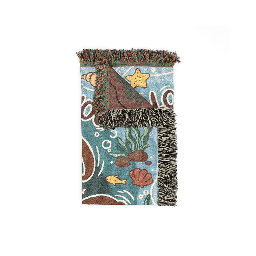 Personalized Otter Love Couple Woven Blanket