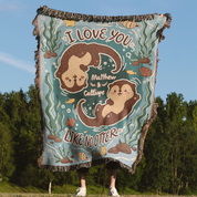 Personalized Otter Love Couple Woven Blanket