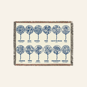 Personalized Blue Toile Teddy Bear Birth Flower Scripture Woven Blanket