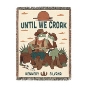 Personalized Couple Cowboy Frog Singing Woven Blanket