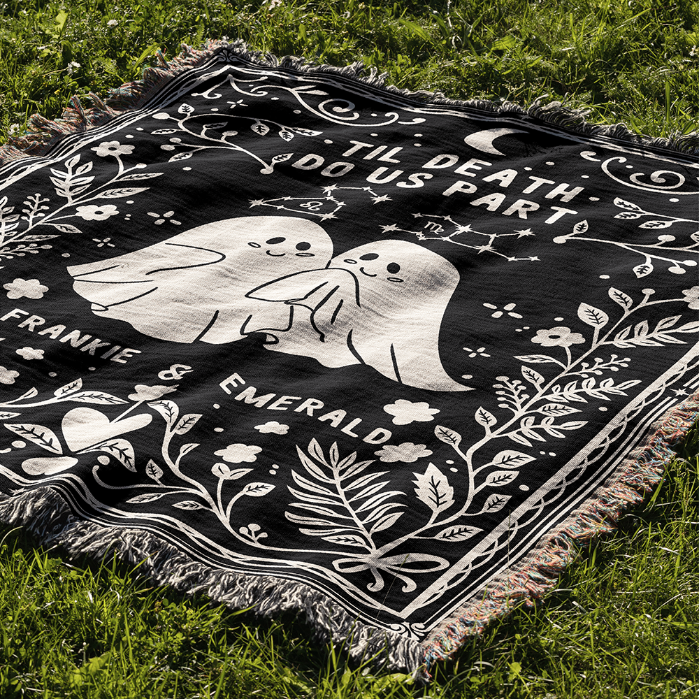 Personalized Astrology couple Ghost Woven Blanket