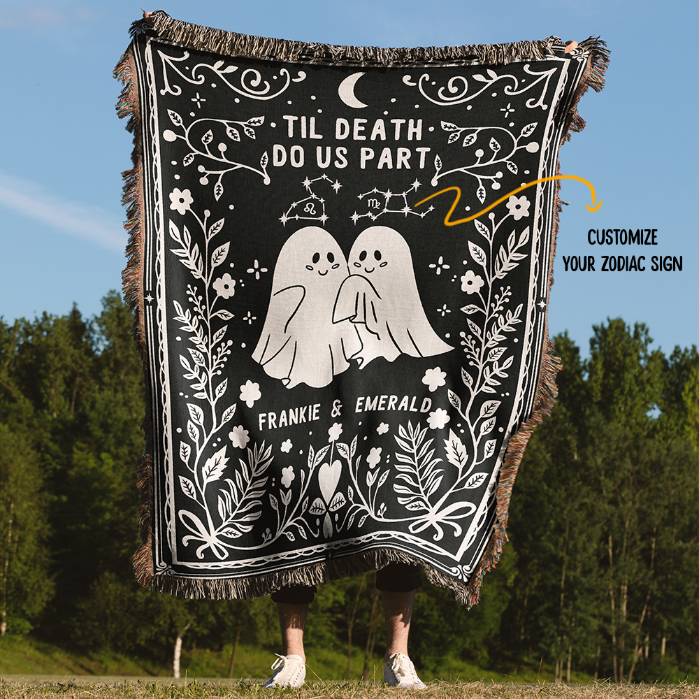 Personalized Astrology couple Ghost Woven Blanket