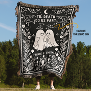 Personalized Astrology couple Ghost Woven Blanket