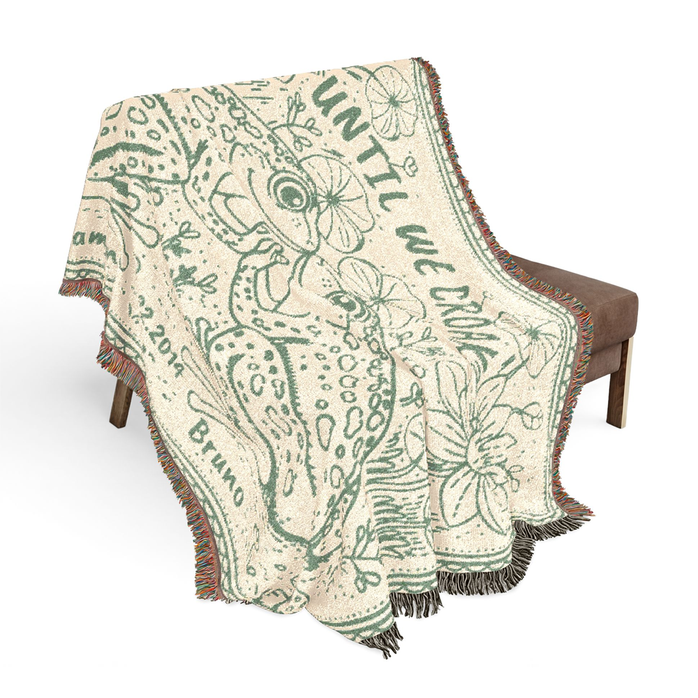Personalized Couple Frog Art Woven Blanket