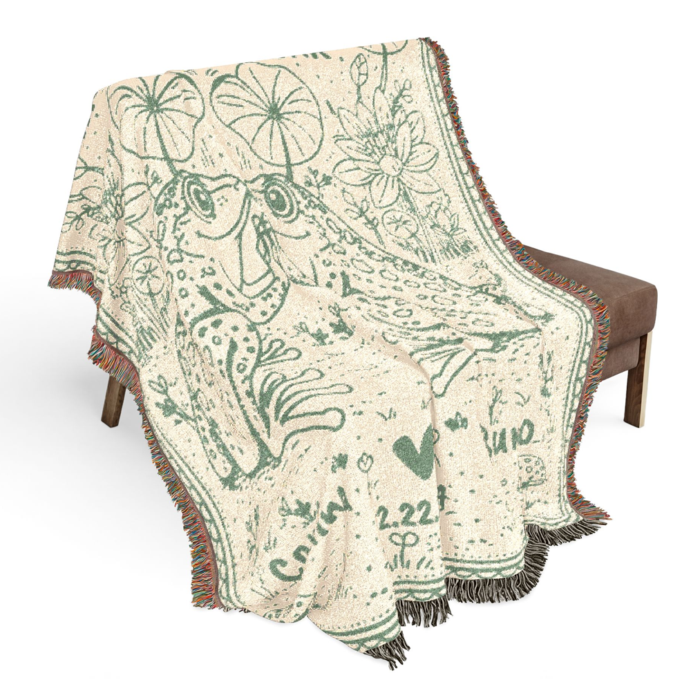 Personalized Couple Frog Together Woven Blanket