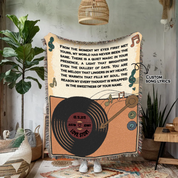 Personalized Musical Vinyl Record Lyric Couple Woven Blanket