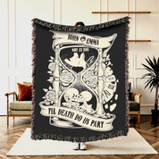 Personalized Timeless Love Hourglass Couple Woven Blanket