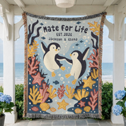Mate For Life Penguin Wedding & Anniversary Blanket