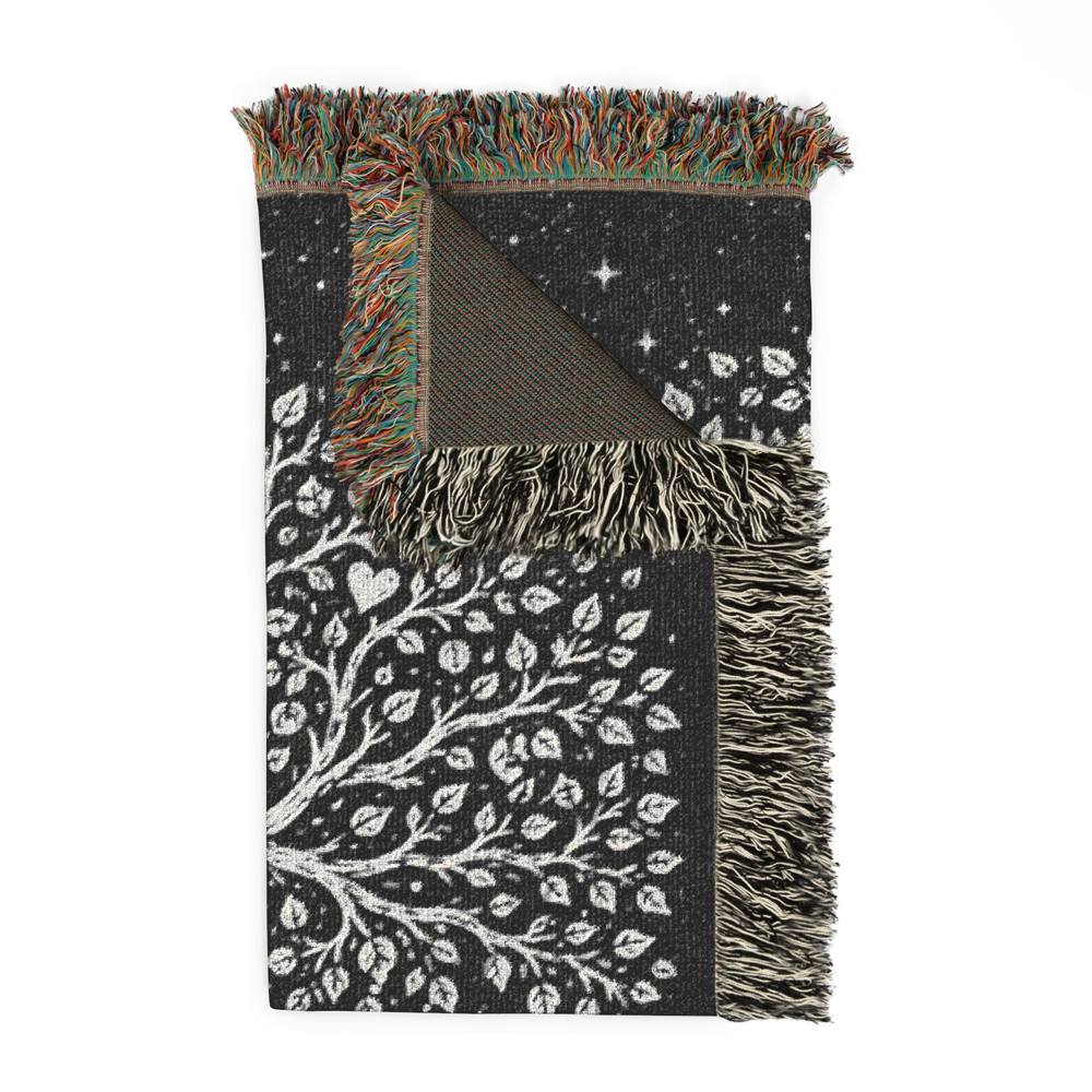 Personalized Couple Tree of love Silver Woven Blanket