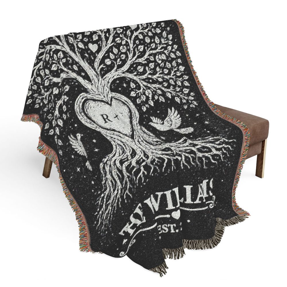 Personalized Couple Tree of love Silver Woven Blanket