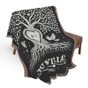 Personalized Couple Tree of love Silver Woven Blanket