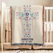 Personalized Protection Christening Baby Woven Blanket
