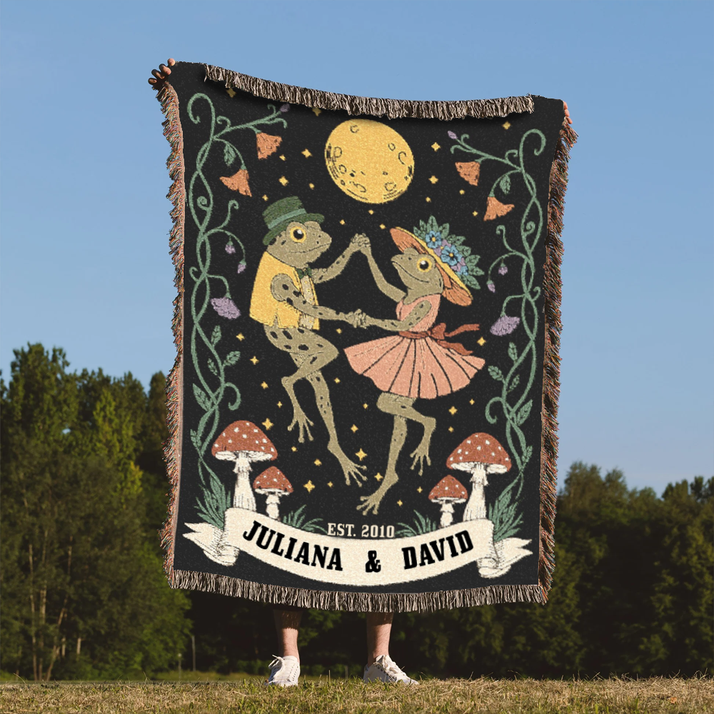 Personally Woven Blanket Dancing Frogs at Midnight