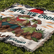Personalized Couple Cowboy Frog Singing Woven Blanket
