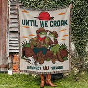 Personalized Couple Cowboy Frog Singing Woven Blanket