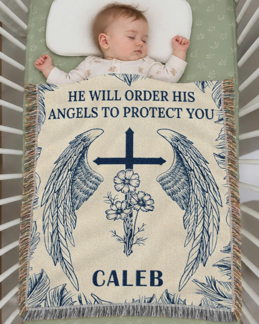 Personalized Guardian Angels Baby Woven Blanket