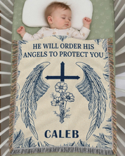 Personalized Guardian Angels Baby Woven Blanket