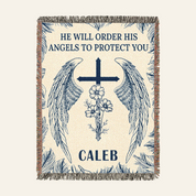 Personalized Guardian Angels Baby Woven Blanket