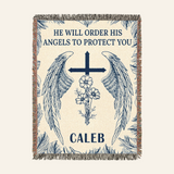 Personalized Guardian Angels Baby Woven Blanket