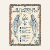 Personalized Guardian Angels Scripture Baby Woven Blanket