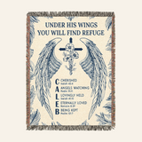 Personalized Under His Wings Birth Flower Baby Blue Woven Blanket