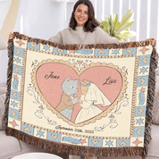 Custom Love-Story Woven Blanket: Cat Edition