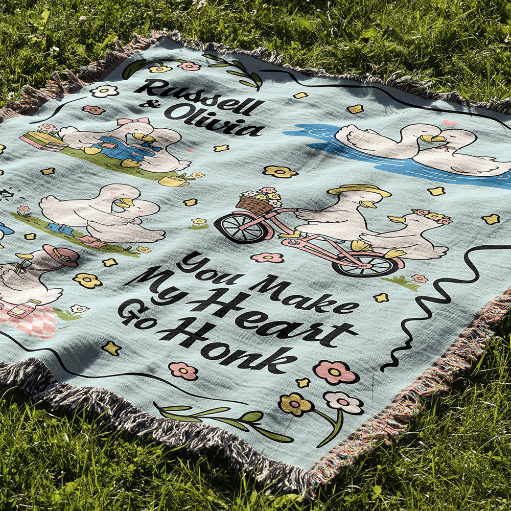 Personalized Goose Daily Couple Woven Blanket