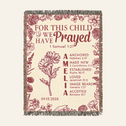 Personalized For This Child We Have Prayed Scripture Baby Girl Woven Blanket