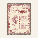 Personalized For This Child We Have Prayed Scripture Baby Girl Woven Blanket