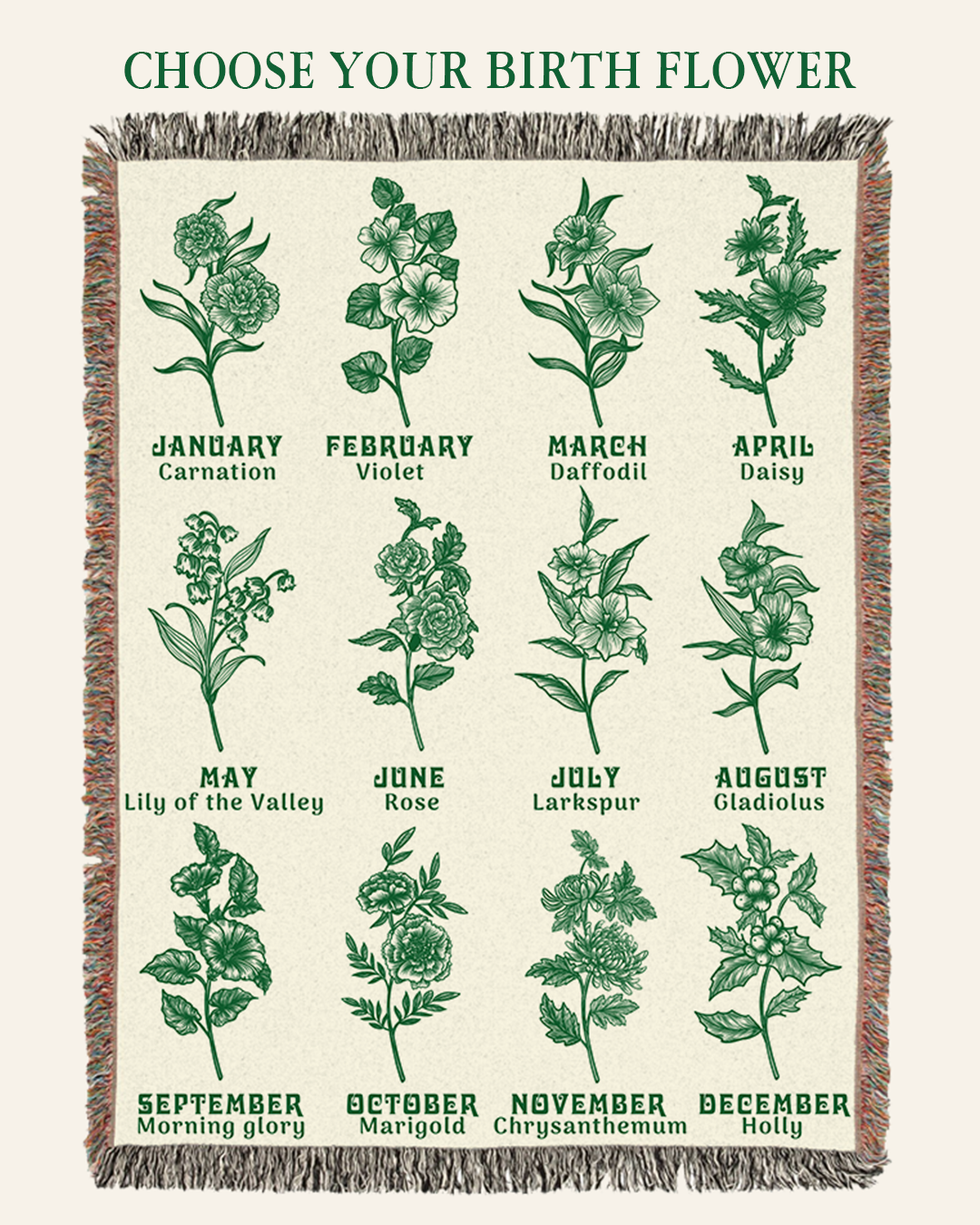 Protected By God: Custom Name & Birth Flower Faith Keepsake - Personalized Woven Blanket