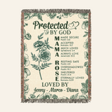 Protected By God: Custom Name & Birth Flower Faith Keepsake - Personalized Woven Blanket