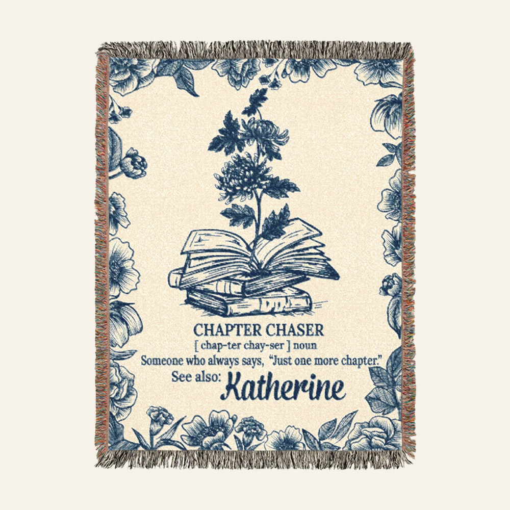 Personalized Just One More Chapter Woven Blanket