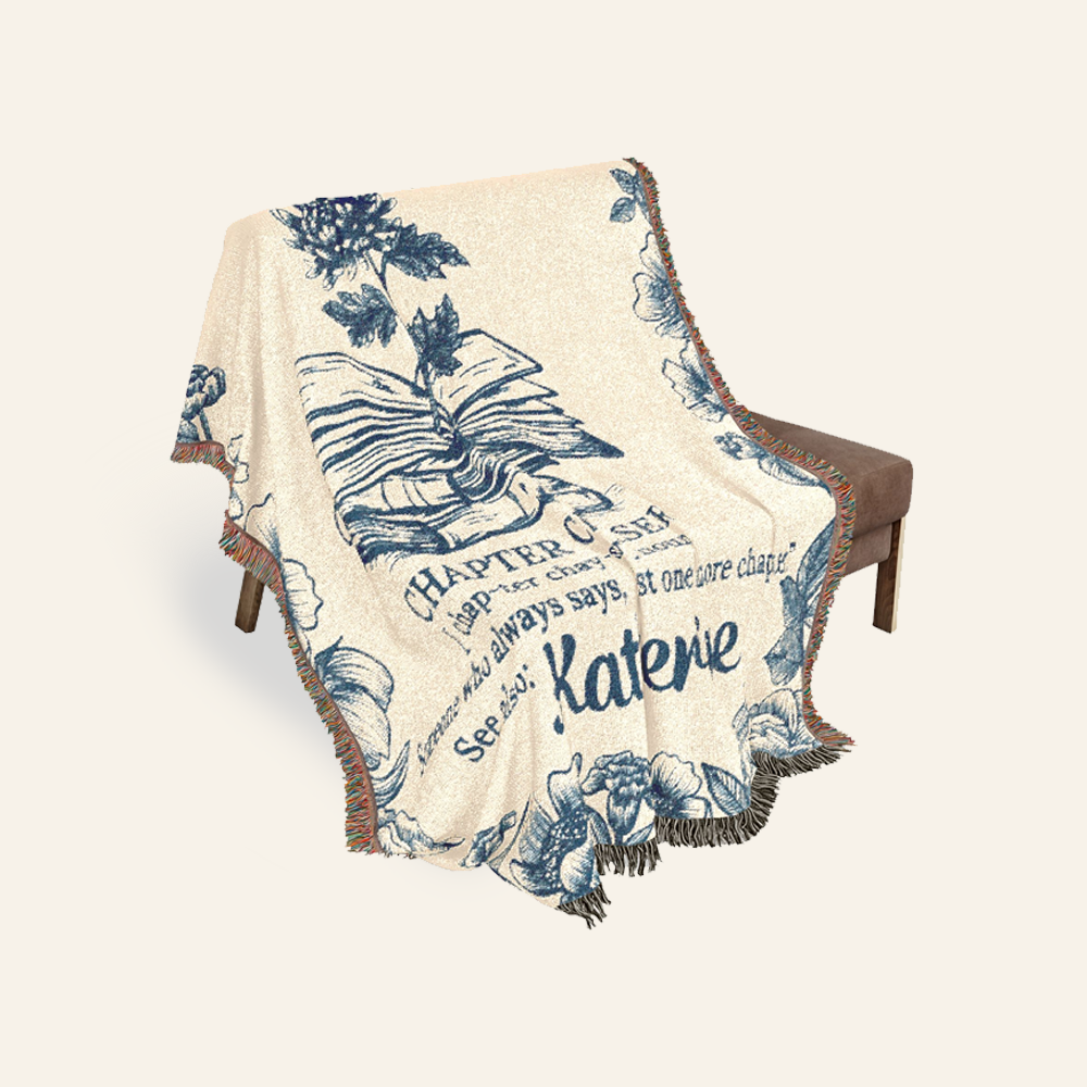 Personalized Just One More Chapter Woven Blanket