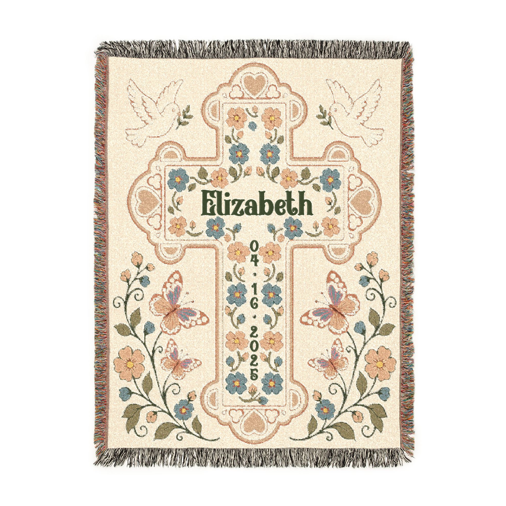 Personalized Baptized Baby Woven Blanket