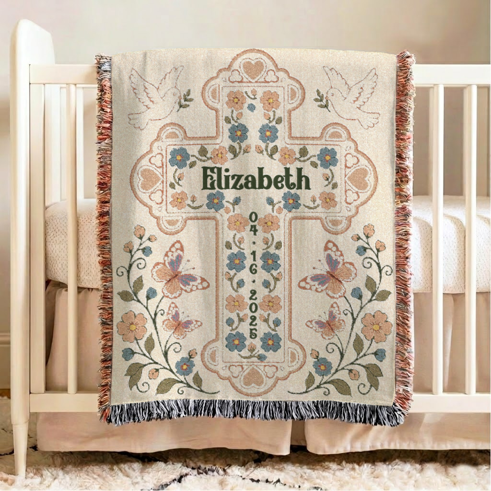 Personalized Baptized Baby Woven Blanket