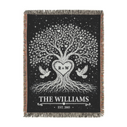 Personalized Couple Tree of love Silver Woven Blanket