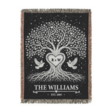 Personalized Couple Tree of love Silver Woven Blanket