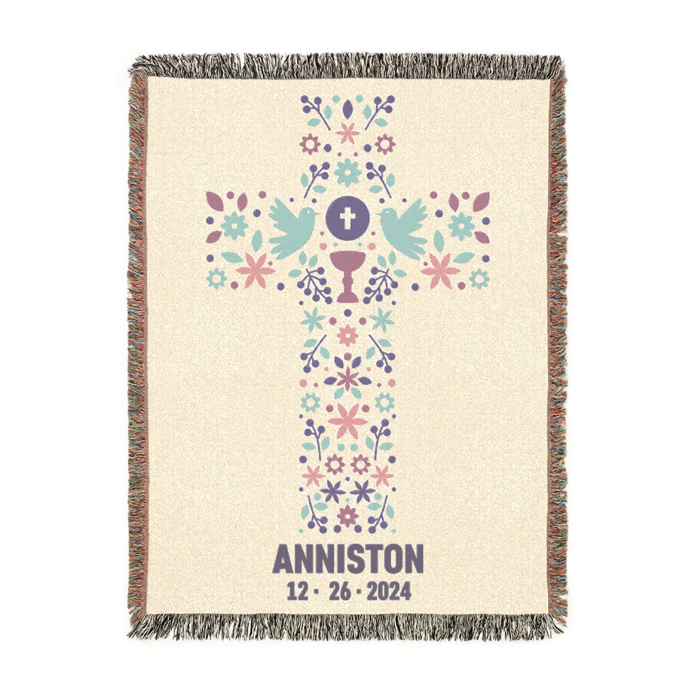 Personalized Protection Christening Baby Woven Blanket
