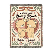 I Love You Beary Much Personalized Woven Blanket