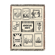 Personalized Travel Memory Woven Blanket with Names & Date