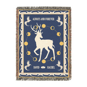 Personalized White Stag Guardian Spirit Couple Woven Blanket