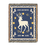 Personalized White Stag Guardian Spirit Couple Woven Blanket