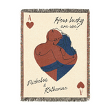 Personalized Ace of heart woven blanket for couple